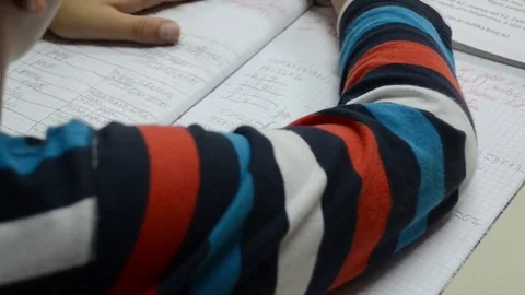 Boy is making his homework. Children education. Stock Footage 81450596