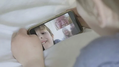 Boy making video call 스톡 동영상 127396720