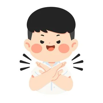 Boy Making X Gesture Hand Pose Stock Illustration