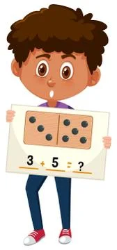 Boy with math question 스톡 일러스트