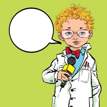 The boy with the microphone. Future profession. future journalist. Stock Illustration
