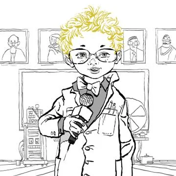 The boy with the microphone. Future profession. future journalist. Stock Illustration