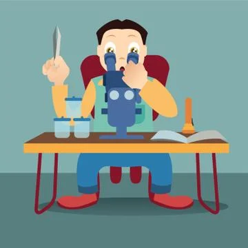 Boy With Microscope 스톡 일러스트