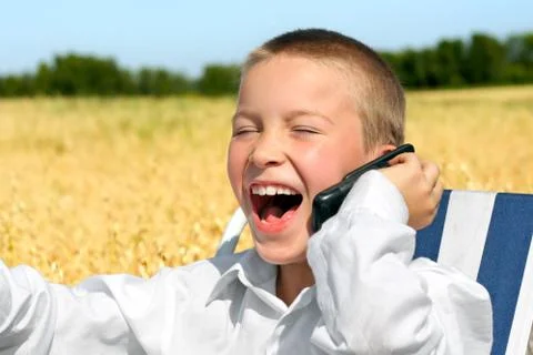 Boy with mobile phone Foto stock