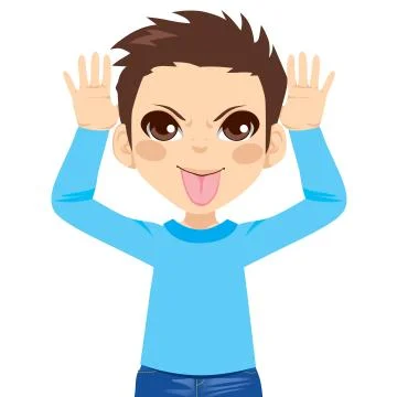 Boy Mocking Expression Stock Illustration
