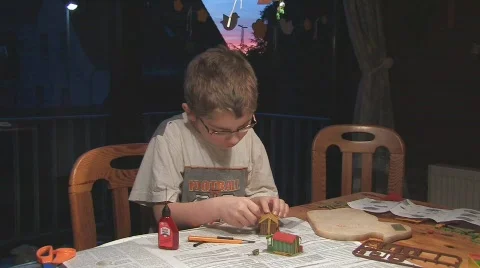 Boy model making Stock Footage 534281