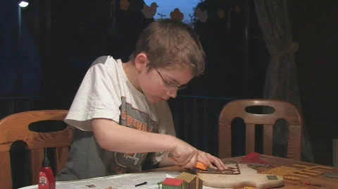 Boy model making Stock Footage 534350