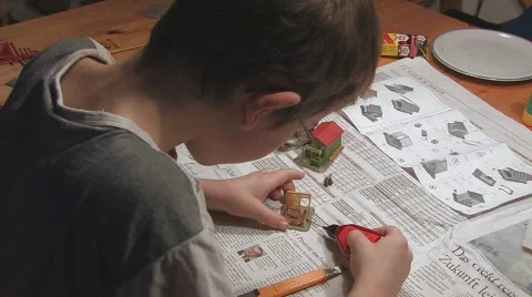 Boy model making Stock Footage 534354