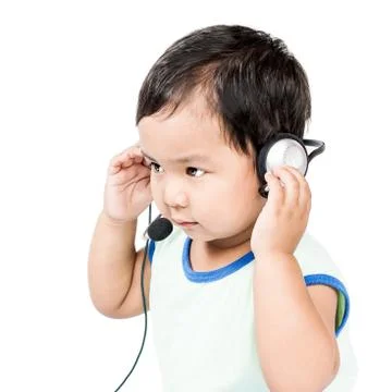 Boy modern headset Stock Photos