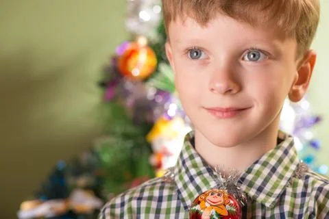 The boy with the monkey symbol of the year Foto stock