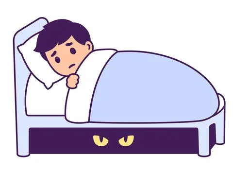 Boy with monster under his bed Stock Illustration