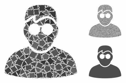 Boy Mosaic Icon of Rugged Items Stock Illustration