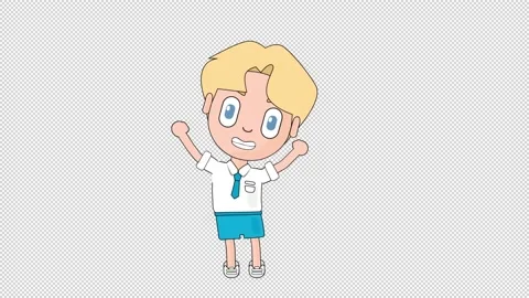 Boy Motivated Animation Character Talking Head Loop Alpha Stock Footage 234310346