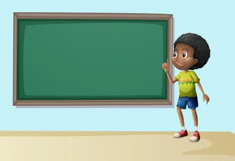 A boy near the empty blackboard 스톡 일러스트