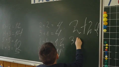 Boy near the school board Stock Footage 102408958