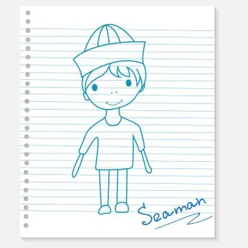 Boy on a notebook sheet Stock Illustration