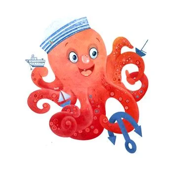 Boy octopus illustration isolated Stock Illustration
