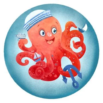 Boy octopus illustration isolated Stock Photos