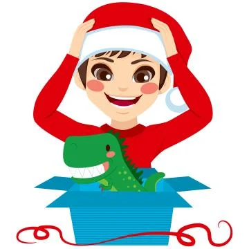 Boy Opening Christmas Present Stock Illustration