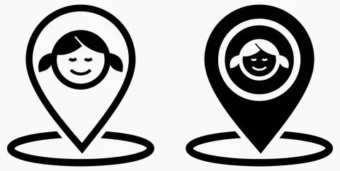 Boy or Gir location icon. Geotag the child. Tracking children. Stock Illustration
