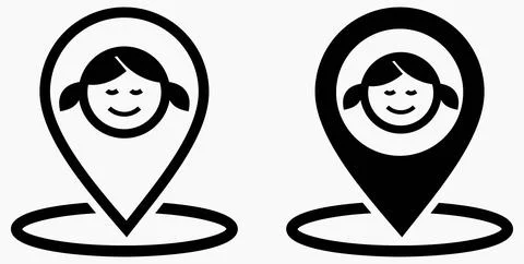 Boy or Gir location icon. Geotag the child. Tracking children. Stock Illustration