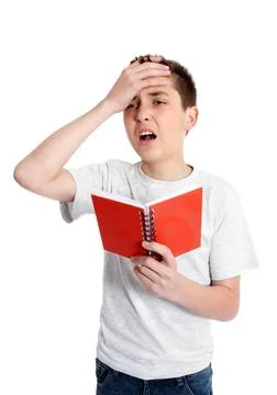Boy or student - stress, error, blunder Stress, frustration, mistake. A bo... Stock Photos