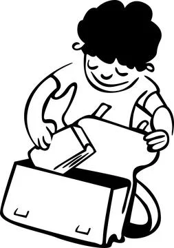 The boy is packing the school bag for school Stock Illustration