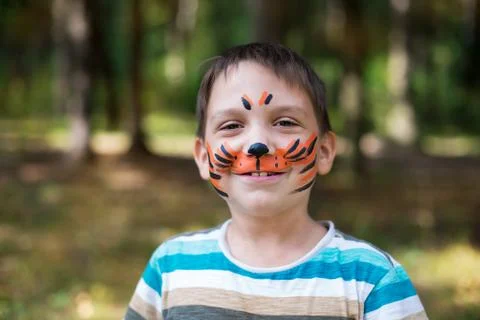 Boy with Painted Face Stock Photos