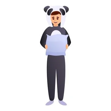 Boy panda bear pajama icon, cartoon style Stock Illustration