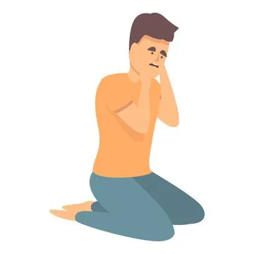 Boy panic icon cartoon vector. Mental attack Stock Illustration