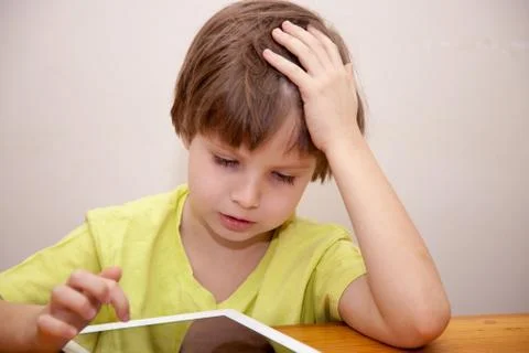 Boy with PC Stock-Fotos