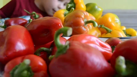 Boy with pepper Stock Footage 141375873