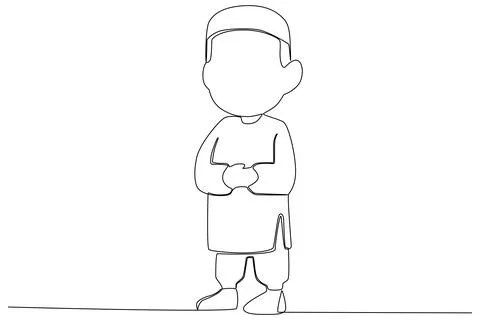 A boy performing a salat movement Illustrazione stock