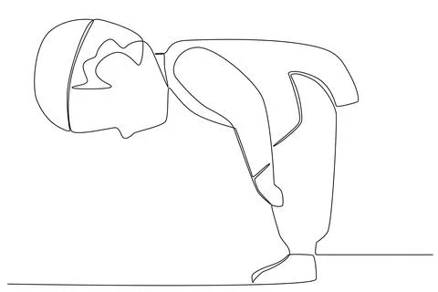 A boy performs a crooked movement during prayer Stock Illustration