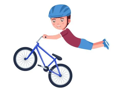 Boy performs a stunt in the air on a bmx bike Stock Illustration
