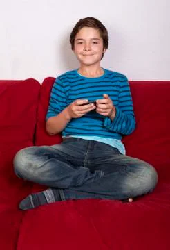 Boy with phone 写真素材