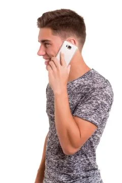 Boy at the phone Stock Photos