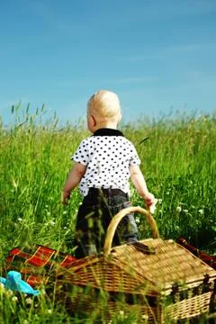 Boy on picnic Stock Photos