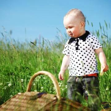 Boy on picnic Stock Photos