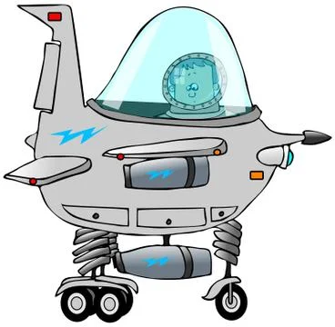 Boy piloting a starship Stock Illustration