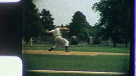 Boy PITCHER BASEBALL MINOR LEAGUE 1960s Vintage Home Movie Film 스톡 동영상 11795833