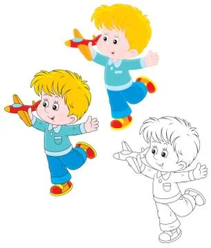 Boy with a plane Stock Illustration