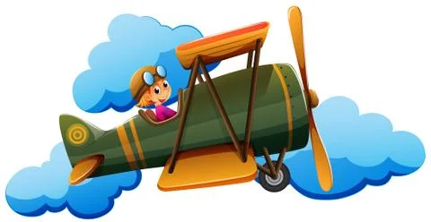 A boy on a plane Stock Illustration