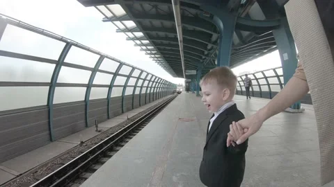 Boy on the platform of metro 스톡 동영상 160271328