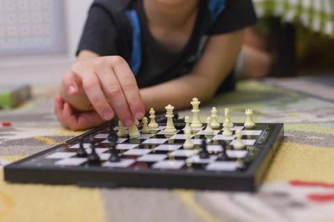 Boy play in the chess. without face Stock Photos