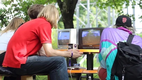 Boy play Dendy/Sega Stock Footage 92986354