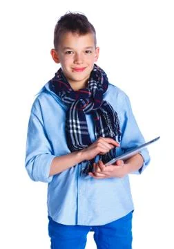 Boy play with tablet Stock-Fotos