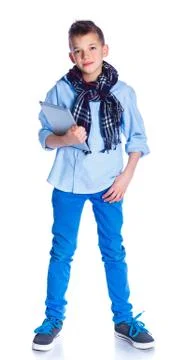 Boy play with tablet 写真素材