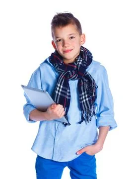 Boy play with tablet 写真素材