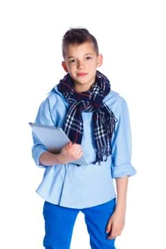 Boy play with tablet 写真素材